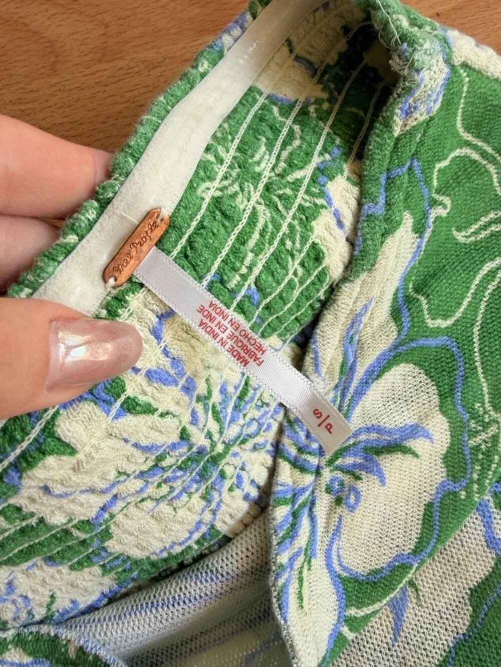 Free People Strapless Tube Top Green White Floral Bohemian Boho Festival SMALL - Picture 5 of 8
